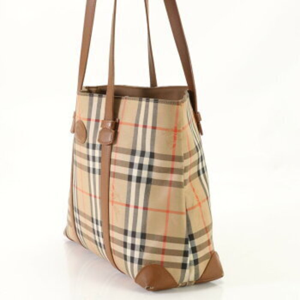 Burberry Nova check horse logo leather tote bag shoulder business document brown - Picture 5 of 14